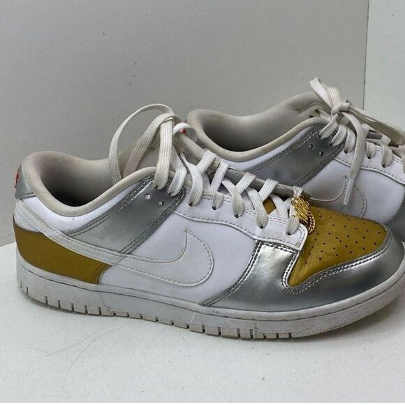 Nike Dunk Low SE 'Silver Gold Metallic' Men's Sneakers Size 10 DH4403-700 - Picture 5 of 7